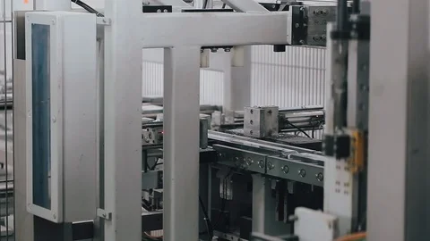Automatic line machine in Factory for UPVC windows and doors production 스톡 동영상 129365747