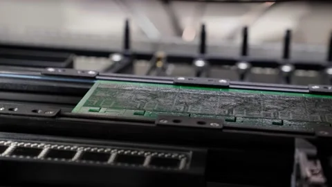 Automatic line for printing microchips in production facilities Stock-Footage 156441359