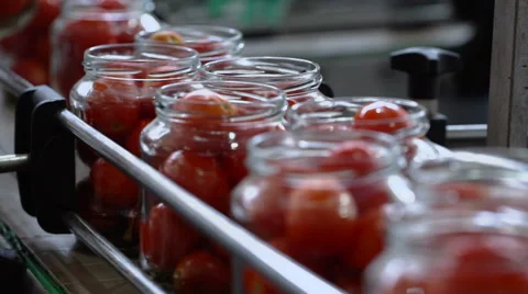 Automatic Line for Processing and Canning Vegetables . Preserving Tomatoes 3 Stock Footage 67206168