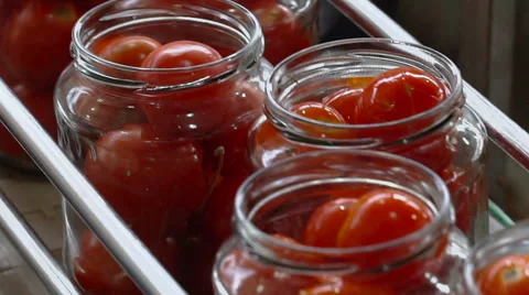 Automatic Line for Processing and Canning Vegetables . Preserving Tomatoes 6 Stock Footage 67207039