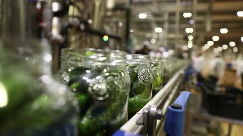Automatic line for processing vegetables. canned cucumbers. Stock Footage 202895141