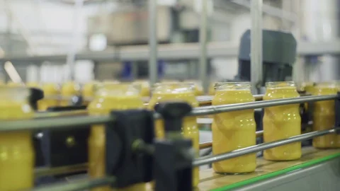 Automatic Line for Processing of Vegetables. Preserving Zucchini . Canned Stock Footage 129265543