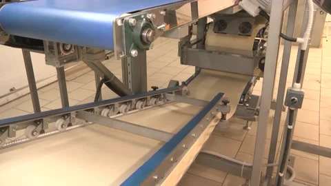 Automatic line of thin dough Stock Footage 105402537