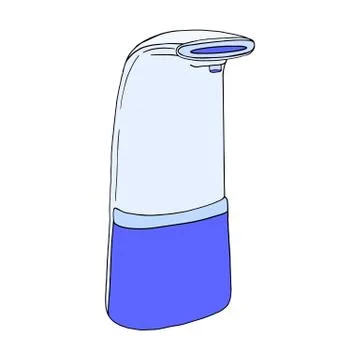 Automatic liquid soap dispenser hand sanitizer touch. Product home hygiene Stock Illustration