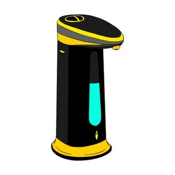 Automatic liquid soap dispenser hand sanitizer touch. Product home hygiene Stock Illustration