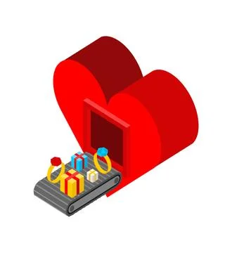 Automatic Love production. Production complex of wedding technological equi.. Stock Illustration