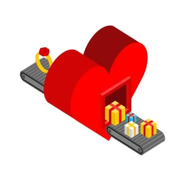 Automatic Love production. Production complex of wedding technological equi.. Stock Illustration