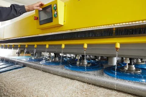 Automatic machine and equipment for carpet washing and dry cleaning Stock Photos