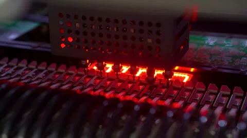 Automatic machine for assembling electronic circuit boards. Stock Footage 297560927
