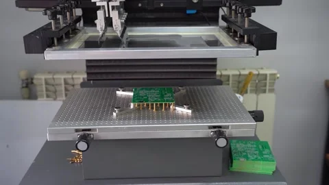 Automatic machine for assembling electronic circuit boards. Stock Footage 297561243