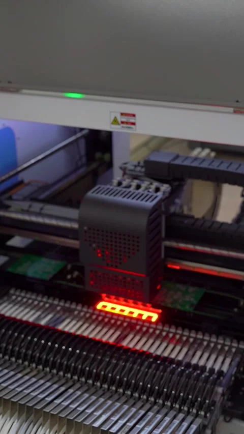 Automatic machine for assembling electronic circuit boards. Video stock 297601706