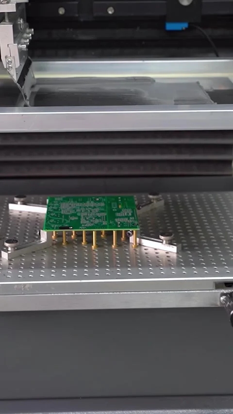 Automatic machine for assembling electronic circuit boards. Stock Footage 297601749