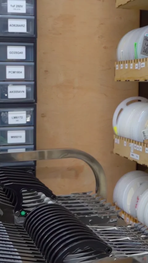 Automatic machine for assembling electronic circuit boards. Stock Footage 297601756