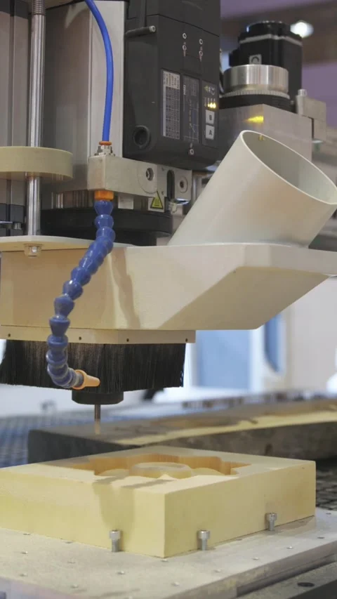 An automatic machine carves a structure inside an object at the exhibition of Stock Footage 328420834