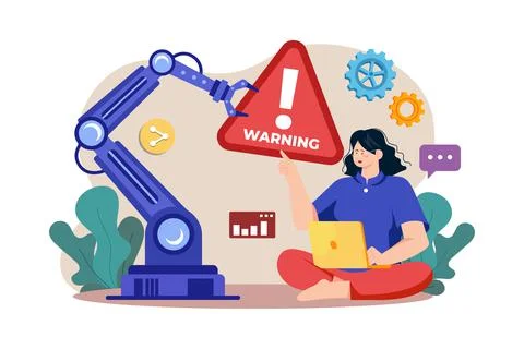 Automatic machine giving warning Illustration concept on white background Stock Illustration