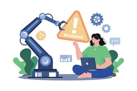 Automatic Machine Giving Warning Illustration concept Stock Illustration