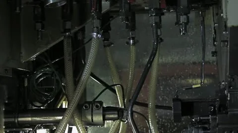 Automatic machine of lathe multi stations Stock Footage 21378168