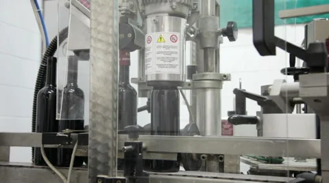 Automatic machine for packing of bottles with wine Stock Footage 47676261