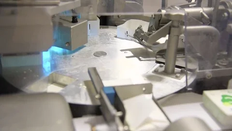 Automatic machine for packing butter in the dairy plant Stock Footage 80768835