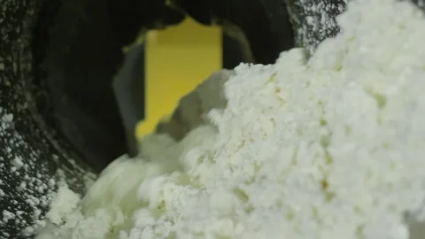 Automatic Machine is Processing the Curds of Cheese at Industrial Dairy Factory Stock Footage 223384088