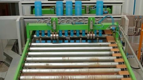 Automatic Machine Production of chipboard Stock Footage 70675655