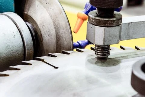 Automatic machine for sharpening circular saws .. Stock Photos