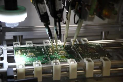 Automatic machinery for soldering Foto stock