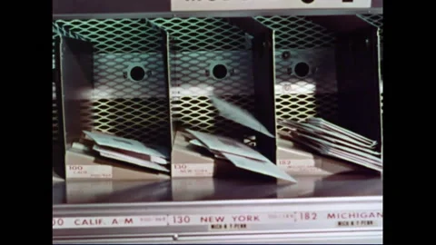 Automatic Mail Processing And Distribution At Post Office Processing Facility Stock Footage 139647261