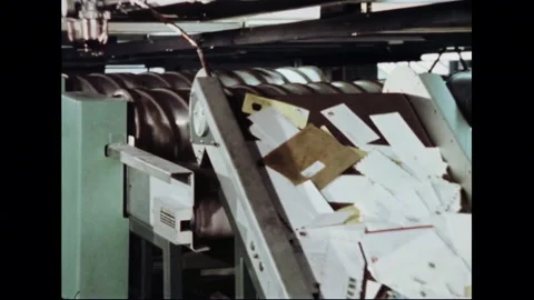 Automatic Mail Processing And Distribution At Post Office Processing Facility Stock Footage 139648254