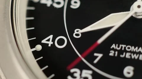 Automatic Mechanical Field Watch Face Ticking Stock Footage 333070642