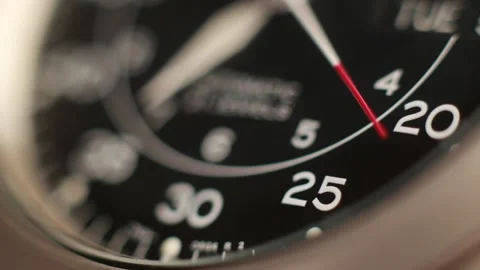 Automatic Mechanical Field Watch Face Ticking Stock Footage 333072827