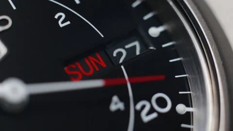 Automatic Mechanical Field Watch Face Ticking Stock Footage 333074946