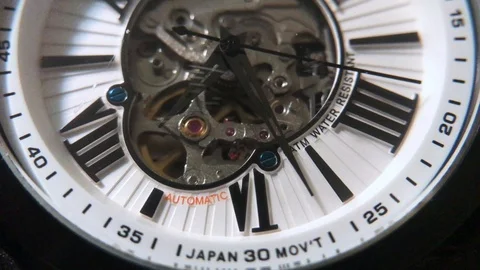 Automatic mechanical watch face with the movement ticking Stock Footage 102547172