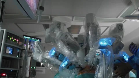 Automatic medical robotic system for remote control of invasive surgery Stock Footage 245619942