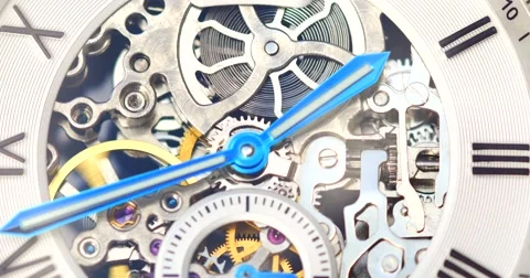 Automatic Men Watch With Visible Mechanism Stock Footage 62970839