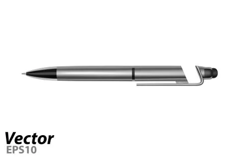 Automatic metal ballpoint pen in vector. Stock Illustration