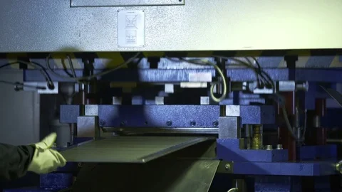 Automatic Metal Bending Machine as it Bends Aluminum Stock Footage 85288602