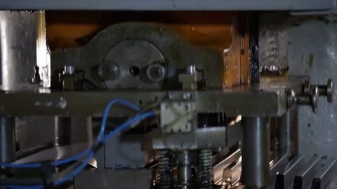 Automatic Metal Bending Machine as it Bends Aluminum Stock Footage 85306487