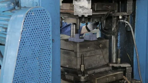 Automatic metal press for the production of structures at the factory Stock Footage 109338681