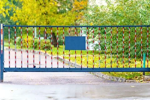 Automatic Metal Yard Gate With Large Space For Plaque Stock Photos