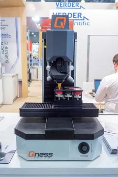 Automatic microhardness tester on Exhibition of laboratory equipment Stock Photos