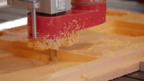 Automatic milling cutting styrofoam machine. Drill holes for the pieces of Stock Footage 130005810