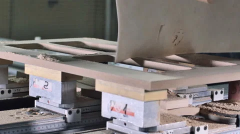 Automatic milling cutting wood machine. drill bit mill grooves, curved surfaces Stock Footage 61522288