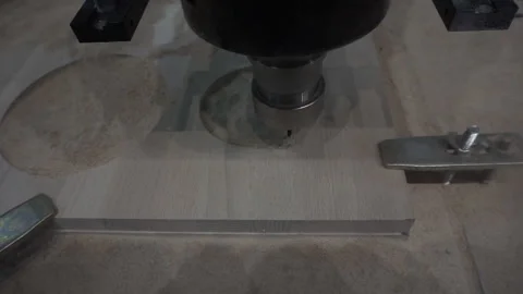 An automatic milling machine makes a lion-shaped wood pattern. Stock Footage 120872009