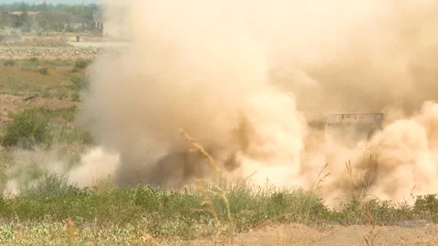 Automatic Mine cleaning machine searching mine in the mined field Stock Footage 295436941