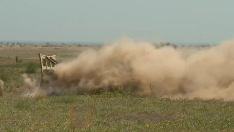 Automatic Mine cleaning machine searching mine in the mined field Stock Footage 295437051