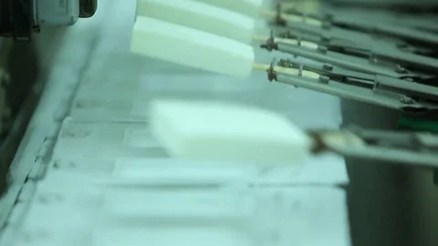 Automatic Modern Equipment At Work During Ice-Cream Production. Food Factory Stock Footage 80778631