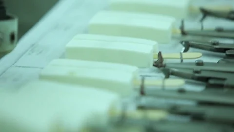 Automatic Modern Equipment At Work During Ice-Cream Production. Food Factory Stock Footage 80778655
