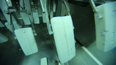 Automatic Modern Equipment At Work During Ice-Cream Production. Food Factory Stock Footage 80778666