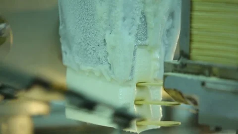 Automatic Modern Equipment At Work During Ice-Cream Production. Food Factory Stock Footage 80778686